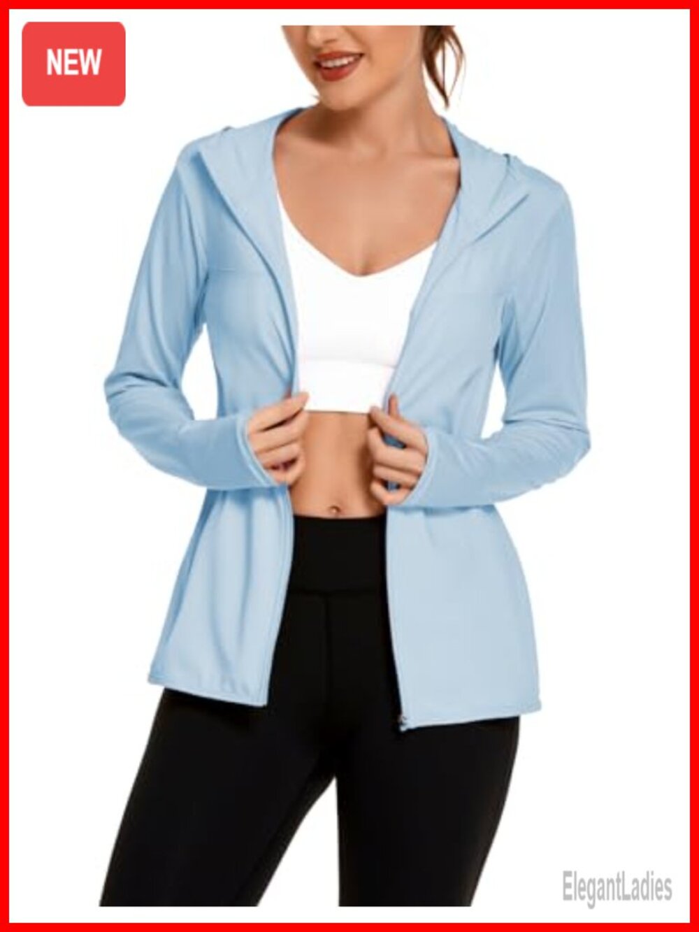 UPF 50+ Sun Protection Hoodie Long Sleeve Workout Jacket Thumb Holes